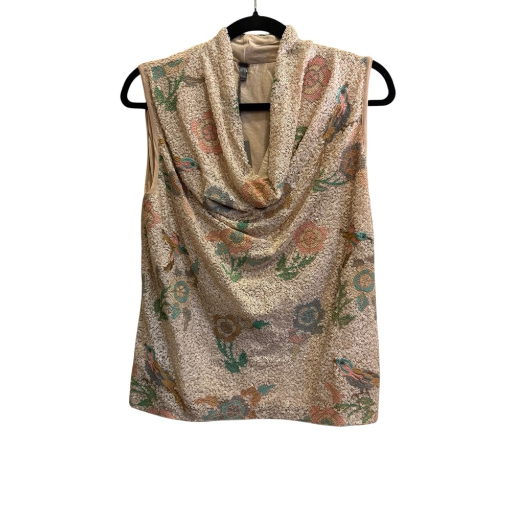Blank London Anthropologie Sequin Floral Patterned Tank Top sz S